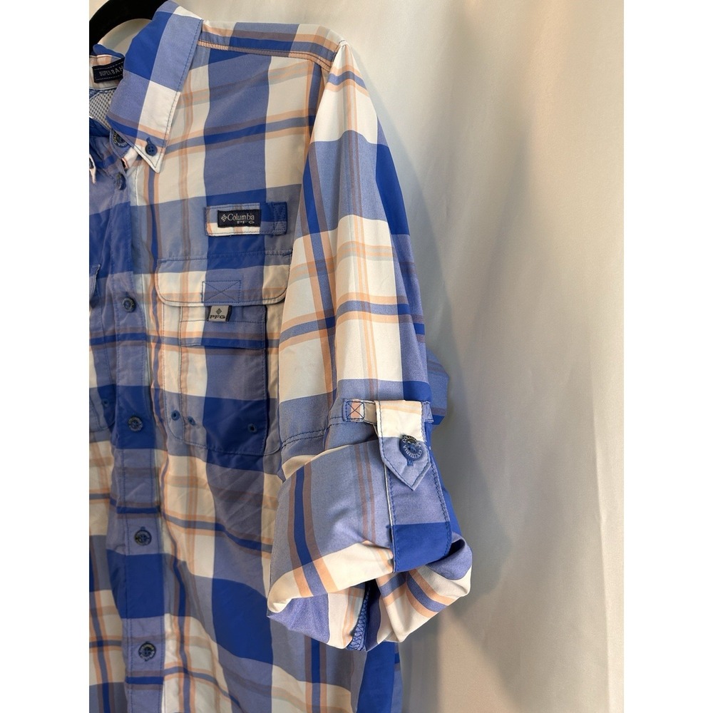 Columbia Medium PFG Super Bahama Shirt Button Up Vented Quick-Dry Roll-Tab Plaid - Picture 9 of 13